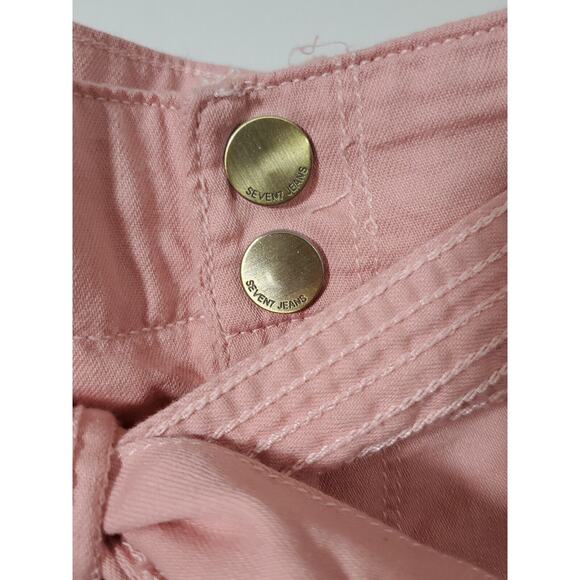 Seven7 Jeans Peachy Pink Crop Wide Leg Pants Size 16 Belted Button Zip Closure - Picture 3 of 10